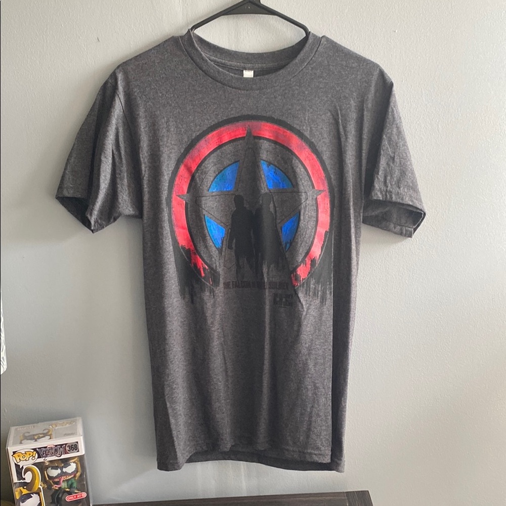 S | Marvel Gray Falcon and the Winter Soldier Graphic T-Shirt